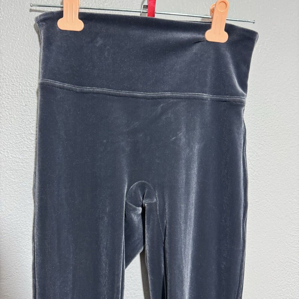 Spanx Leggings Sz S Gray Velvet High Rise Ready To Wow Stretch Pants Shaping